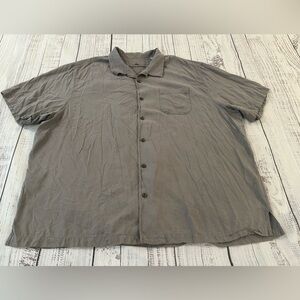 Tommy Bahama Men's 3XL Shirt 100% Silk Short Sleeve Button Up Swordfish Grey